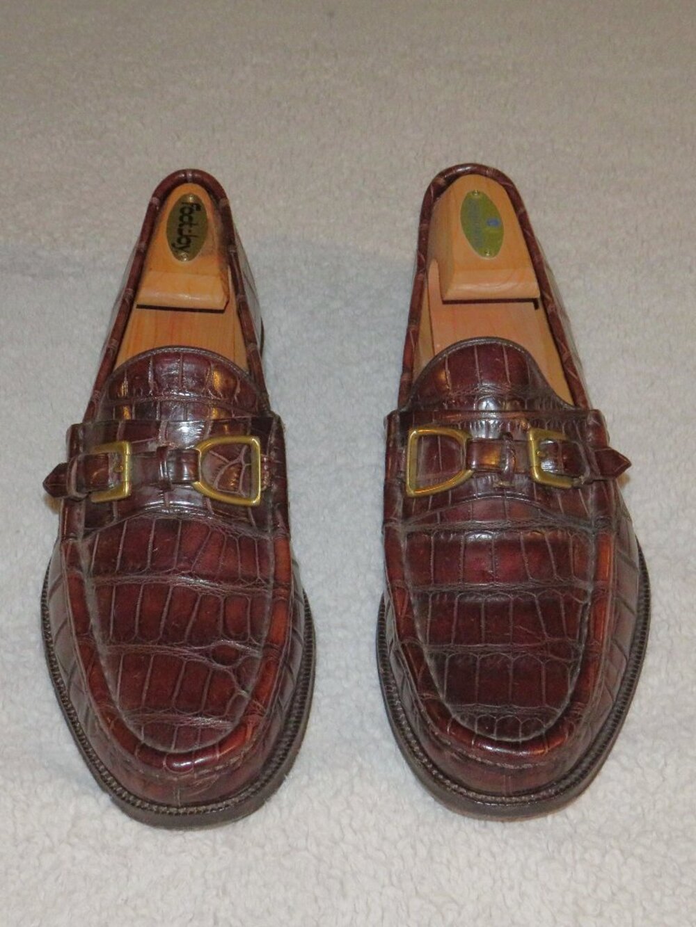 Ralph Lauren Purple Label Burgundy Crocodile Buckle Stirup Loafers 10D